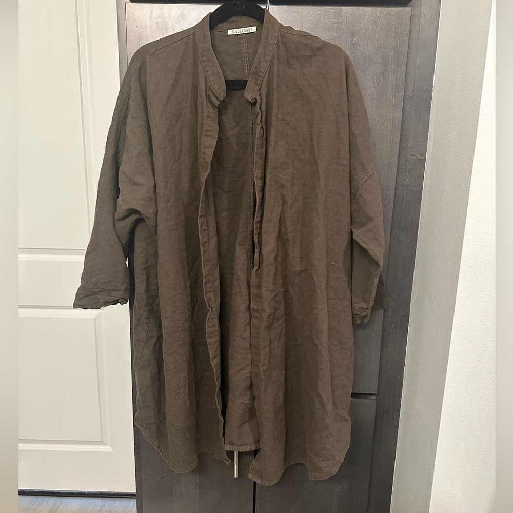 Black Crane Long Square Shirt cotton wool